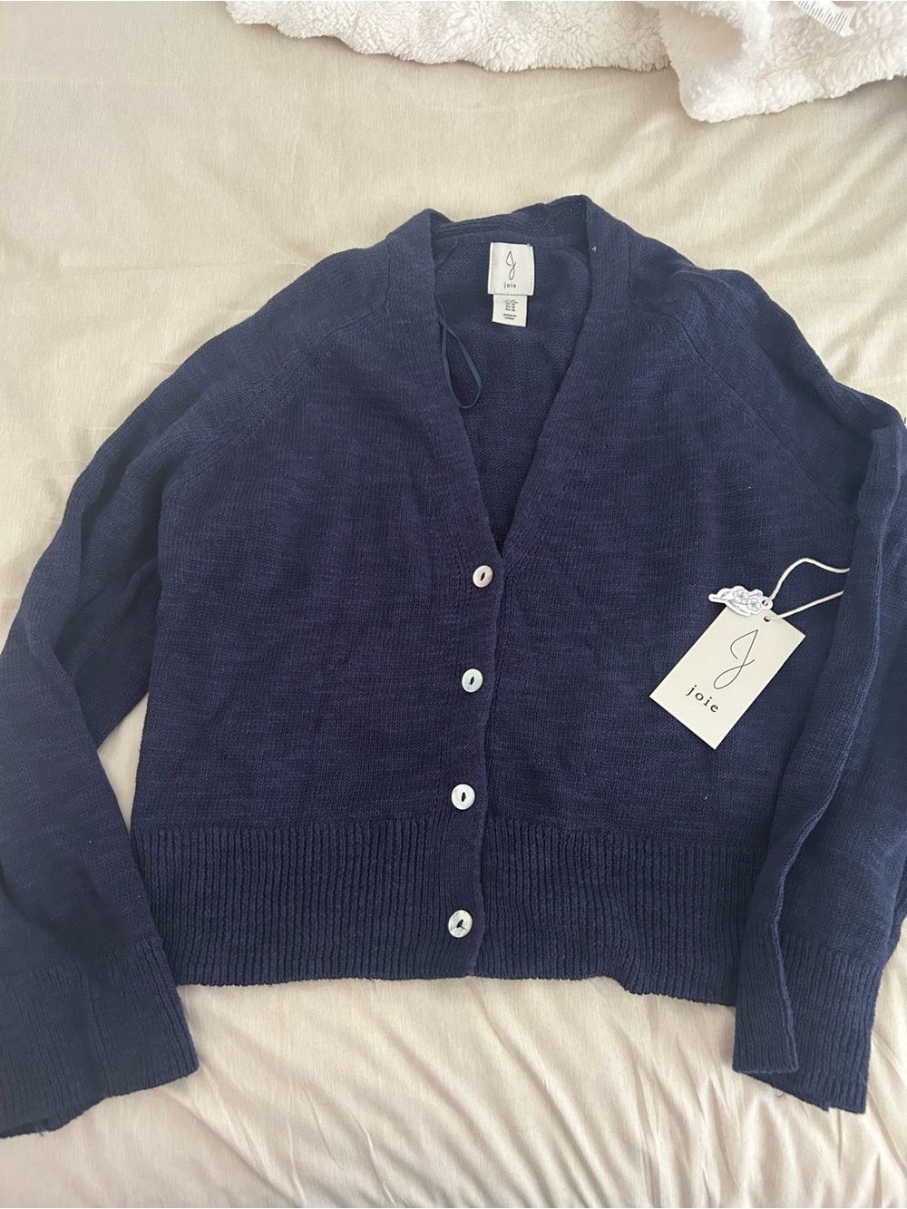 Joie Navy V-Neck Button Cardigan